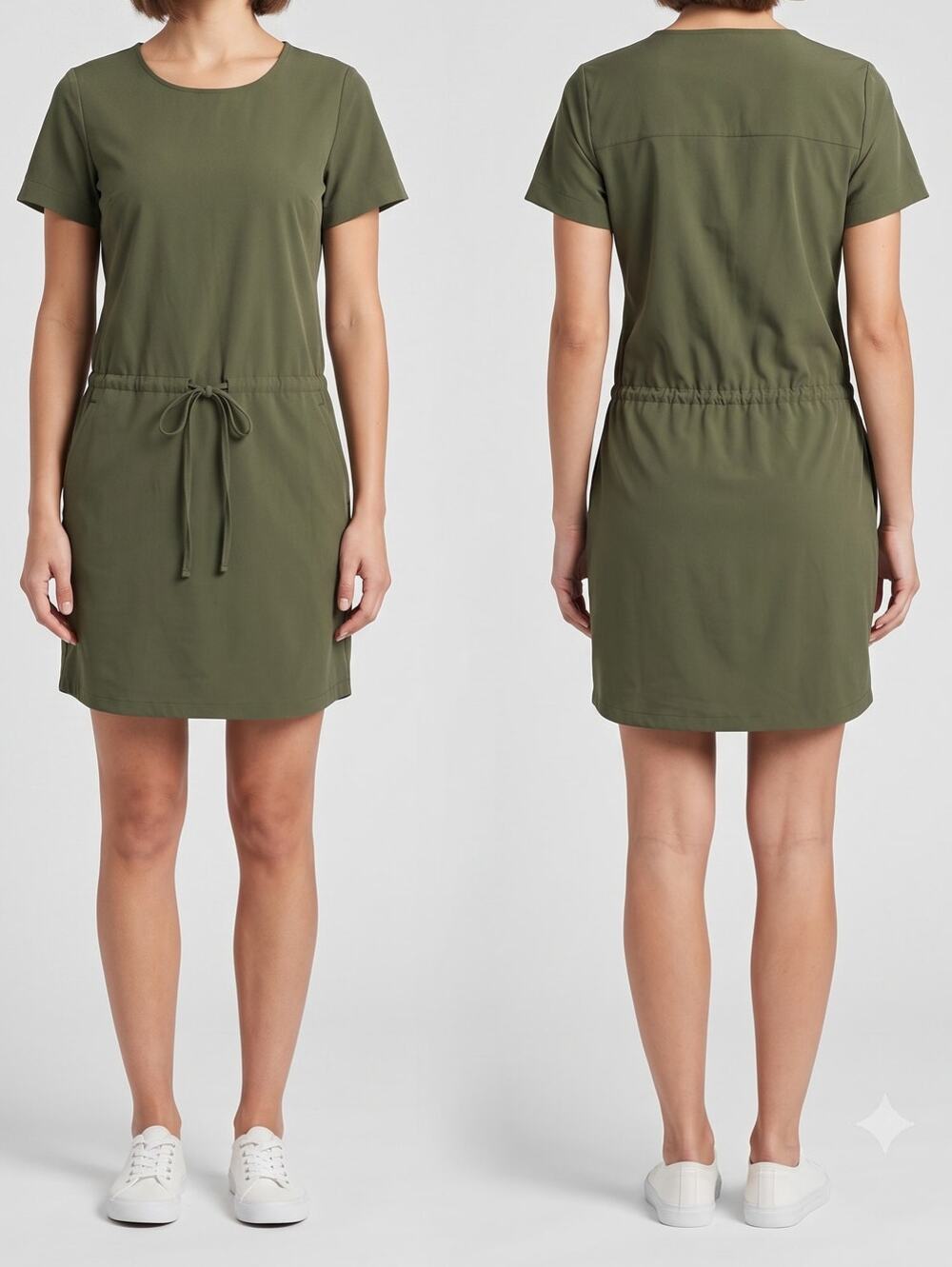 Mondetta Performance + Luxury Womens XS Olive Green Shirt Dress Pockets